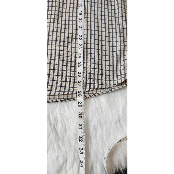 Geoffrey Beene Mens Button Down Shirt Off White Black Windowpane Short Sleeve L - Picture 4 of 5